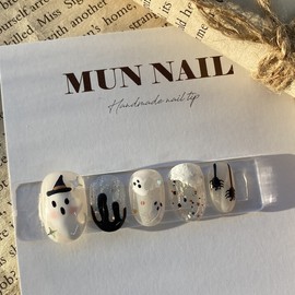 [Halloween] Baby Ghost Nail Tips - Long Point / [할로윈]아기유령 네일팁 - 롱포인트