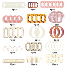 SUNNYCLUE 1 Box DIY Make 10 Pairs Resin Earring Making Kits Oval Linking Ring Charms Rectangle Acrylic Pendants Earring Findings for Adults Beginners DIY Earring Jewellery Making
