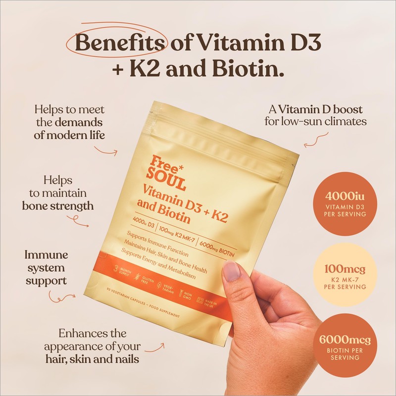 Vitamin D3 + K2 and Biotin, 3 in 1 Complex