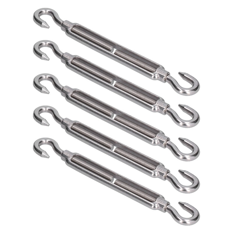 5Pcs Turnbuckle Hook and Hook Wire Rope Tension 304 Stainless