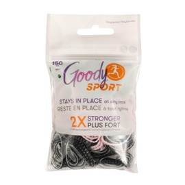 Goody Sport Ouchless Forever Polyband Hair Ties, 150 Ct, Two-Tone, 2X Stronger, SlideProof Sport-Level Grip for Active Lifestyles, Easy-Glide Styling Accessories for Women & Men, All Hair Types