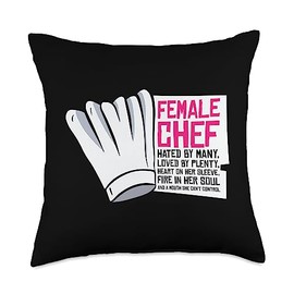 Cooking Gifts For Female Chefs Chef Women Female Meals Food Lover Kitchen Cook Throw Pillow, 18x18, Multicolor