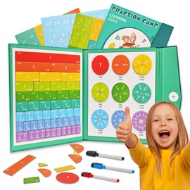 GOTFUN Magnetic Fraction Educational Puzzle, Magnetic Fraction Puzzle Set for Children, Magnetic Score Disk Demonstrator, Montessori Magnetic Book for Children With 3 magnetic erasable colored markers