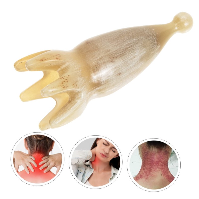 FOMIYES Natural Ox Horn Scalp Massage Comb Scalp Massager Brush