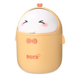 Huifoo Mini Table Rubbish Bin with Lid, Cute Cartoon Table Rubbish Bin, Cute Waste Paper Bin, Small, Kawaii Decoration, Storage Box, for Offices, Children's Room, Dressing Table, Living Room - Yellow