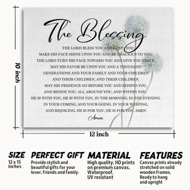 Elevation Worship Lyrics Canvas Scripture Art, Numbers 6:24-26, Kari Jobe Blessing Lyrics, 10x12 Inch