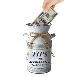 Iron Vintage Tip Jar for Money, Tip Bucket for Bartender Musicians, Money Container, Tip Jar for Restaurants Bars Coffee Shop Pizzerias, Tip Box Money Collection