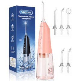 Onlyone - Irrigador bucal portátil Onlyone con 3 ajustes y 5 boquillas para el cuidado bucal diario.