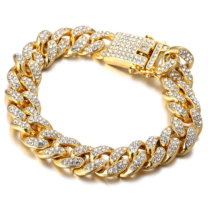 Halukakah Gold Chain for Men,13MM Cuban Link Chain Iced out