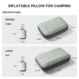 StableEase Inflatable Camping Pillow Ultralight Down Fill Inflatable Pillow for Neck Lumbar Support Compressible Compact Travel Pillow for Camping, Hiking, Backpacking, Office L