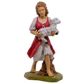 VILLAGE GIFT IMPORTERS 12" Shepherd Holding a Lamb for Table Top Nativity Scene | Christmas Creche Holiday Accessory | Christian Winter Indoor Home Decoration | Made in Italy