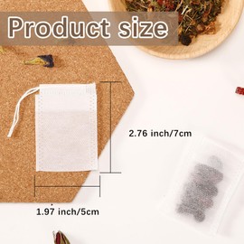 300 Pcs Empty Tea Bags for Loose Leaf Tea, Disposable Small tea Filter Bags with Drawstring fillable Cloth Diy Empty Tea Sachets for Loose tea, Coffee, Herbs, Spice