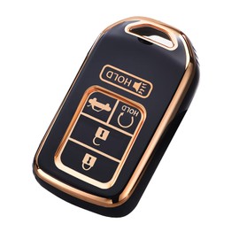 Cacacar for 2016-2022 Honda Key Fob Cover, Premium Soft TPU Full Protection Key Fob Case for Accord Civic CRV Pilot Ridgeline Passport Smart Remote Protector (Size B-Black)