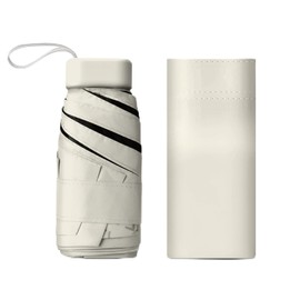 ViddVoom Compact Mini Umbrella for Purse - Lightweight, Pocket-Sized Travel Umbrella with Black UV Coating for Sun Protection, Milky Coffee