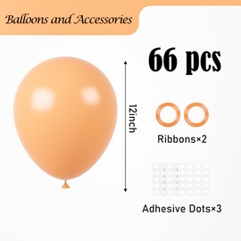Voircoloria Peach Balloons, 66pack 12inch Pastel Orange Latex Party Balloons for Wedding, Birthday, Graduation, Bridal Shower, Baby Shower, Gender Reveal, Anniversary, Bachelorette Party Decorations