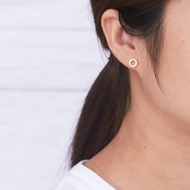 Philip Jones Gold Plated Circle Stud Earrings