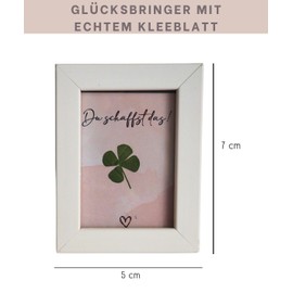 Milaboo® Lucky Charm Picture Frame 5 x 7 cm with Real Clover Leaf - Talisman and Courage - Gift for Exam (Du schaffst das)