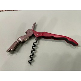 Unknown Red Corkscrew Doubled Hinged Waiters Wine Key Bottle Opener with Foil Cutter