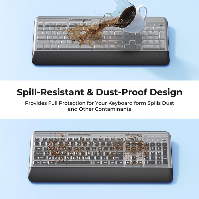 KOPJIPPOM Silent Wireless Keyboard and Mouse Combo - Keyboard with