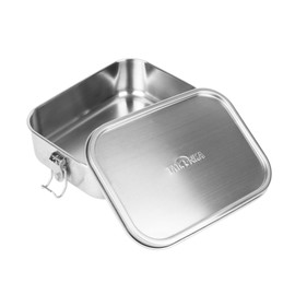 Tatonka Stainless Steel Lunch Box 1 1000 ml Lock - Bread Box with Clip Closure - Unbreakable, Non-Toxic, Dishwasher Safe, Plastic-Free and BPA-Free - 1 Litre