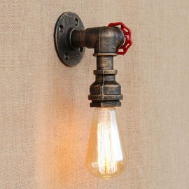 Offfay Retro Industrial Water Pipe Wall Lights,Vintage Rustic Metal Steampunk Lamp,Valve Tap Single Loft Rustic Lighting Fixtures