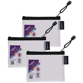 Snopake A6 High Capacity EVA Mesh Zippa-Bag [Pack of 3] 150 x 120 mm - Transparent/Black [15856]