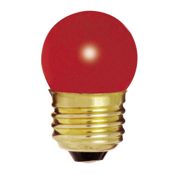 Satco S3611 7.5 Watt S11 Incandescent 120 Volt Medium Base Light Bulb, Ceramic Red