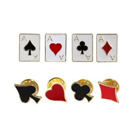 Happyyami 8PCS Poker Brooch Playing Card Collar Pins Heart Badges Shirt Collar Accessories