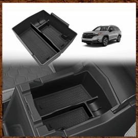 Muslogy Upgraded Center Console Organizer Compatible with 2025 Subaru Forester Middle Armrest Storage Box Insert Tray Cable Holder Interior Accessories Easy Removal (Black) Won't fit 2026 Model