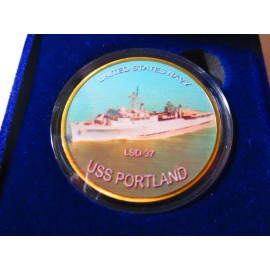US NAVY - USS PORTLAND (LSD-37) Challenge Coin W/ Presentation Box