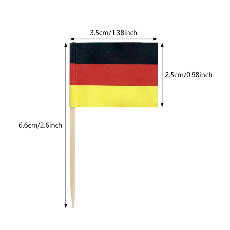 Newkita 100 Pcs Germany Toothpick Flag German Small Mini Cupcake