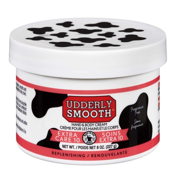 Udderly Smooth Extra Care 10 Hand/Body Deep Moisturizing Cream with 10% Urea, Unscented, 8 Ounce (Pack of 2)