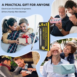 Multitool Pen Cool Gadgets Tools, Gifts for Men Dad Him Birthday Father's Day, Tactical Pen with Stylus, Level, Rulers, Screwdrivers, Boyfriend Husband Carpenter Gift Accessories(Silver)