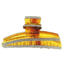 Extra Sparkly Women Girls Crystal Diamante Rhinestone Gems Bridal Wedding Evening Party Styling Fine Thin Hair Accessories Butterfly Claw Jaw Clip Octopus Clamp Grip 9cm Acute Angle (Brown)