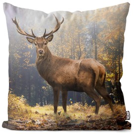 VOID Deer Forest Autumn Cushion Cover Sofa Cushion Decorative Christmas Winter Christmas Decoration Cushion Size: 40 x 40 cm