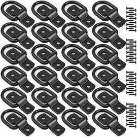 1/4" D-Rings Anchor Lashing Ring Surface Floor Mount Lashing Rings Cargo Trailers Load-Bearing Hangers Bracket, for Loads on Trailers Trucks Vans ATV SUV Boats Motorcycles etc Vehicles (Black(24PCS))