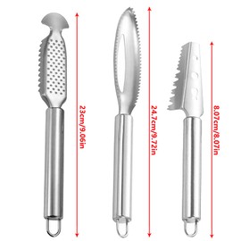 Tkxjry Pack of 3 Fish Scaler Remover, Fish Scale Remover, Fish Scale Scraper, Stainless Steel Fish Scaler, Fish Scale Remover, for Kitchen, Seafood Markets (with 3 Hooks)