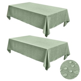Fitable Linen Tablecloths for Rectangle Tables: Water & Stain Resistant Farmhouse Table Cloth, Washable Burlap Textured Table Covers for Kitchen Dining Party(2 Pack, 60x102 Inch, Sage Green)