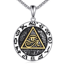 POPLYKE Eye of Horus Necklace 925 Sterling Silver Mythology Paganism Egyptian Necklace Jewellery for Men Women