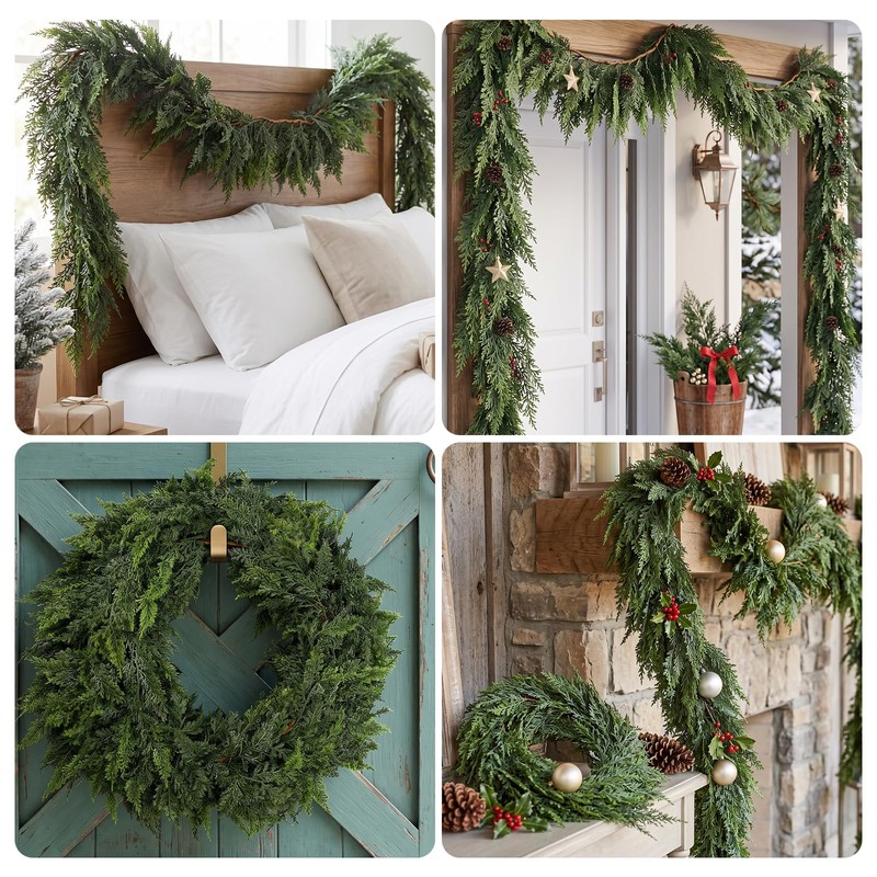 9FT Artificial Cedar Garland for Christmas Decoration