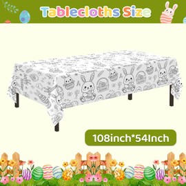 1 Pack Easter Coloring Tablecloth for Kids, Disposable Easter Tablecloths Coloring Table Cloth Kids Paper Tablecloth Rectangle Table Cover for Children Easter Holiday Party Favors 54x108 Inch