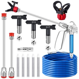 Gyfent 14Pcs Airless Paint Sprayer Gun Kit for DIY, 3600PSI Airless Spray Gun with 25Ft High Pressure Hose & 3Pcs Reversible Spray Tips & 2Pcs Extension Rod & 5Pcs Filters & Nozzle Seat