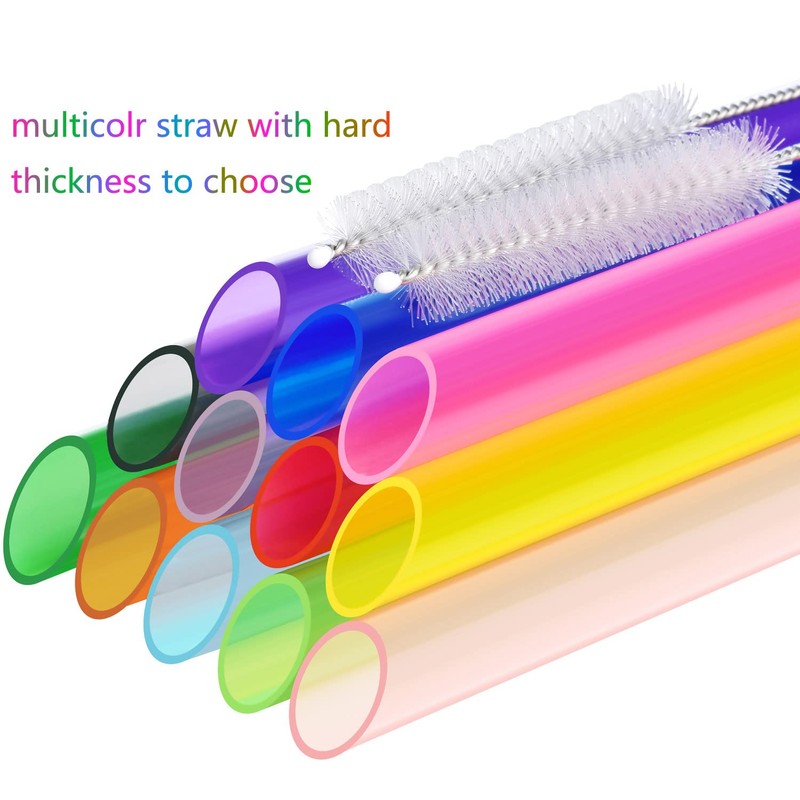 ALINK 12-Pack Reusable Plastic Boba Straws, 13 mm x 10.5