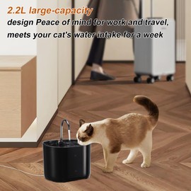 EASYSPEED Cat Water Fountain for Drinking,2.2L Faucet Shape Cat Water Fountain,Automatic Silent Cat Drinking Fountain with Activated Carbon Filter for Cats and Dogs,Black