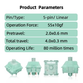 Gateron Jade Mint Keyboard Switch for MX Mechanical Keyboard 5 Pin 22mm Dual-Stage Spring Pre-lubed 55gf SMD LED Linear Switches (Jade Mint,108Pcs)