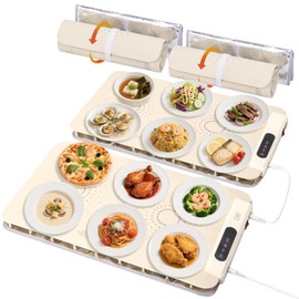 QRI Warming Mat for Food, 2 Pack Food Warming Mat with Color-Changing Coating & Thermal Insulating Pads, Electric Warming Tray for Buffet, Parties, Home, 8 Adjustable Temp & 6 Timer