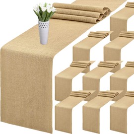 12 x 72 Inch Jute Table Runner 10PCS Burlap Wedding Table Runners Jute Country Rustic Wedding Decorations Farmhouse Kitchen Decor(12 x 72 Inch)