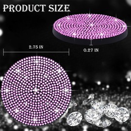MEAJOO 2PCS Bling Cup Holder Coaster, 2.75 inch Full Crystal Rhinestone Silicone Anti-Slip Shockproof, Universal Non-Slip Recessed Car Interior Accessories (Black & Pink)