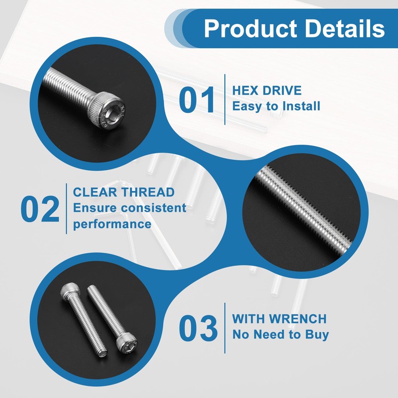 PATIKIL 10 Pcs M5 x 80mm Hex Socket Head Cap