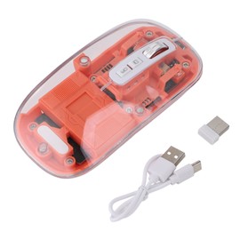 Transparent Computer Mouse 2.4G BT1 BT2 Tri Mode USB Rechargeable Wireless Bluetooth Mouse with USB Receiver for Laptop Orange